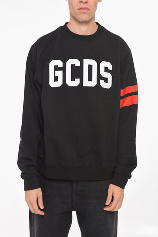 Crew Neck Embroidered Logo Sweatshirt with Contrasting Bands