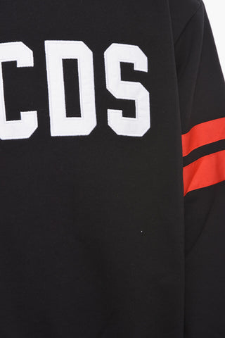 Crew Neck Embroidered Logo Sweatshirt with Contrasting Bands