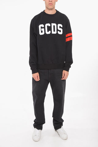 Crew Neck Embroidered Logo Sweatshirt with Contrasting Bands