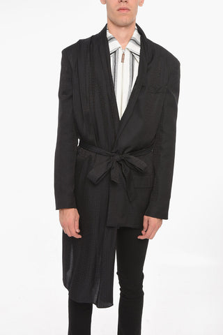 Satin Asymmetric Blazer with Two-layered Silhouette and Monogram Allover