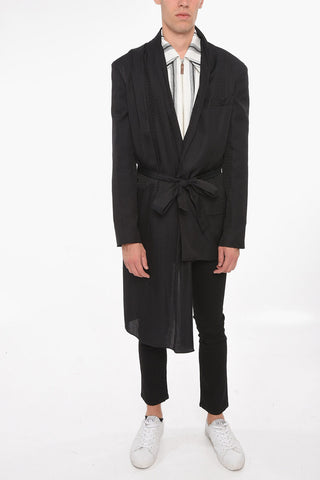 Satin Asymmetric Blazer with Two-layered Silhouette and Monogram Allover