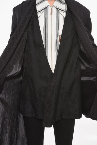 Satin Asymmetric Blazer with Two-layered Silhouette and Monogram Allover