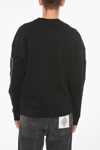 EMPORIO Crew Neck Brushed Cotton Sweatshirt with Logo Patch