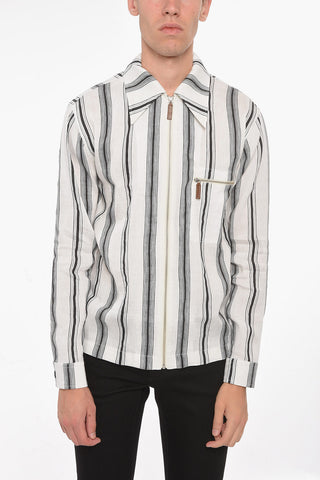 Camicia DEPARA in Misto Lino e Seta con Fantasia a Righe