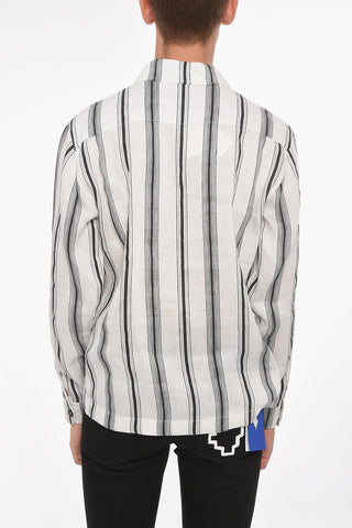 Camicia DEPARA in Misto Lino e Seta con Fantasia a Righe