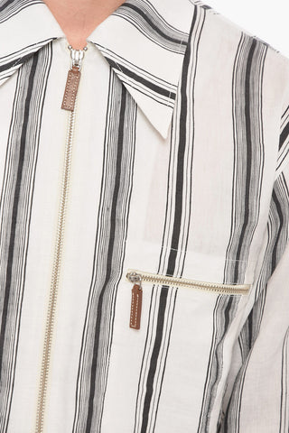 Camicia DEPARA in Misto Lino e Seta con Fantasia a Righe