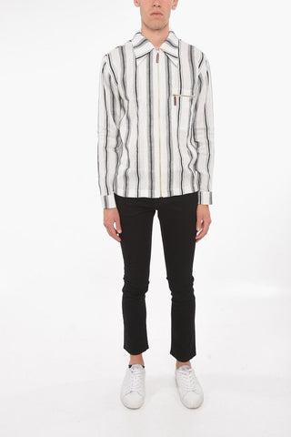 Camicia DEPARA in Misto Lino e Seta con Fantasia a Righe