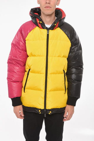 Tri-colour Nylon Down Jacket with Back Print