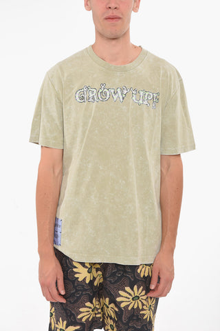 MCQ GROW UP N.9 Vintage-effect T-shirt with Lettering and Logo Patch