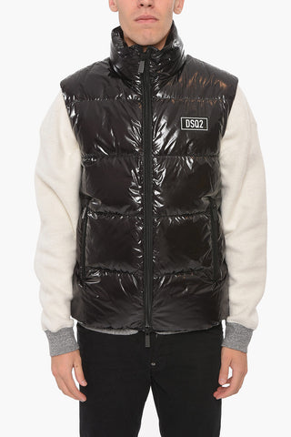 Piumino Smanicato in Nylon con Logo