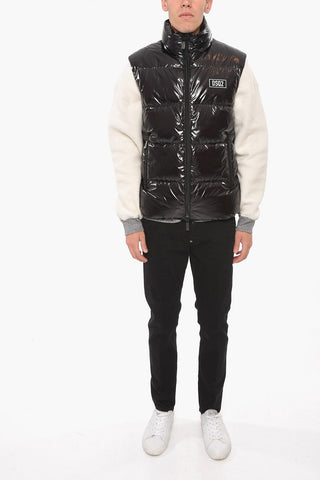 Piumino Smanicato in Nylon con Logo