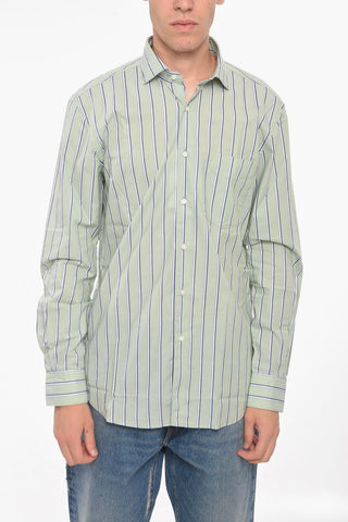Bayadere Striped Cotton Shirt with Breast-pocket