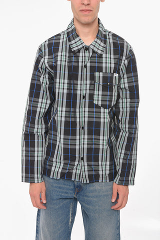 Plaid Check Nylon UNISEX Shirt with Snap Buttons