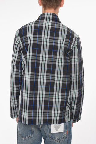 Plaid Check Nylon UNISEX Shirt with Snap Buttons