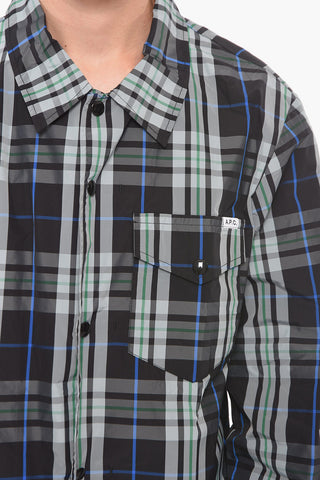 Plaid Check Nylon UNISEX Shirt with Snap Buttons
