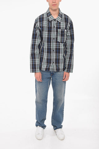 Plaid Check Nylon UNISEX Shirt with Snap Buttons