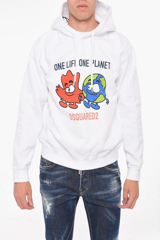 ONE LIFE ONE PLANET Fleeced-cotton Hoodie with Print