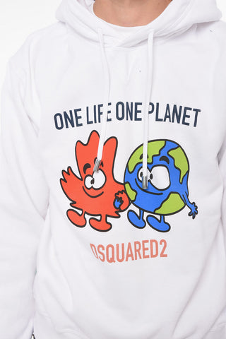 ONE LIFE ONE PLANET Fleeced-cotton Hoodie with Print