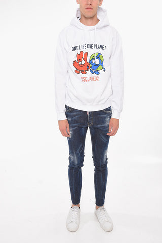 ONE LIFE ONE PLANET Fleeced-cotton Hoodie with Print