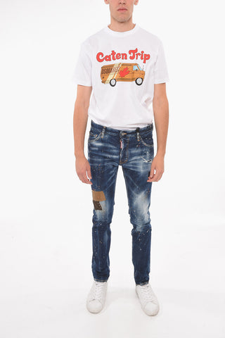 Jeans COOL GUY con Stampa Effetto Vernice e Dettaglio Toppe