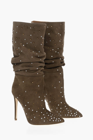 Stivali Sotto il Ginocchio HOLLY SLOUCHY in Suede con Decorazione Cristalli 12cm