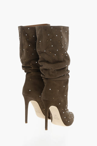 Stivali Sotto il Ginocchio HOLLY SLOUCHY in Suede con Decorazione Cristalli 12cm