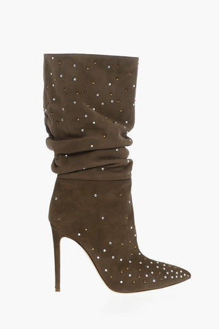 Stivali Sotto il Ginocchio HOLLY SLOUCHY in Suede con Decorazione Cristalli 12cm
