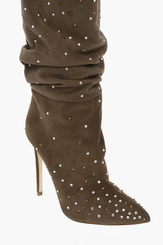 Stivali Sotto il Ginocchio HOLLY SLOUCHY in Suede con Decorazione Cristalli 12cm