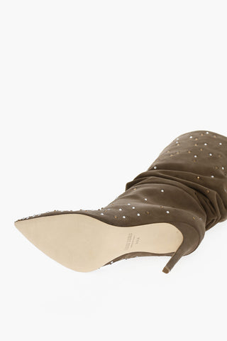 Stivali Sotto il Ginocchio HOLLY SLOUCHY in Suede con Decorazione Cristalli 12cm