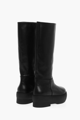 Leather Tubolar Knee-Lenght Boots With Platform Soles