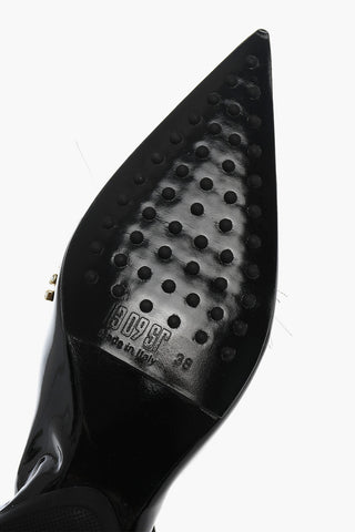 Patent Leather Pointed Sandals Embelished With Rhinestones