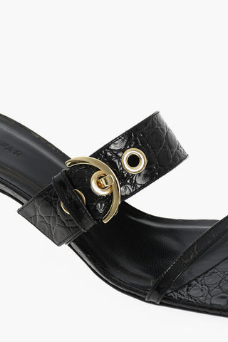 Printed Leather Sandals With Buckle Heel 5,5 cm
