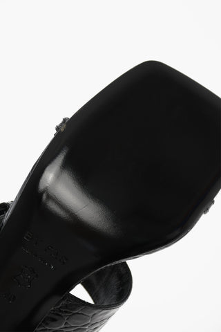 Printed Leather Sandals With Buckle Heel 5,5 cm