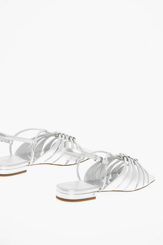 Metallic Effect Braided Leather Sandals