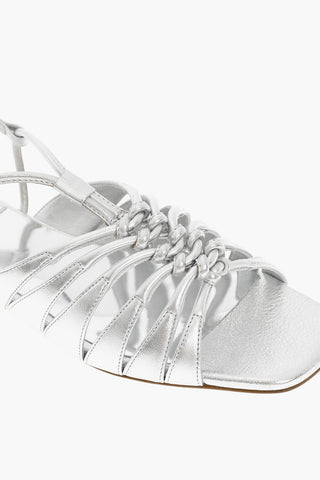 Metallic Effect Braided Leather Sandals