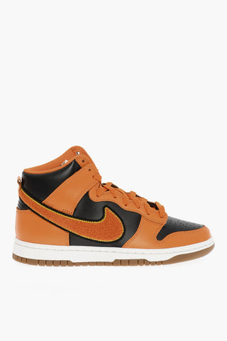 High-top Leather NIKE DUNK HI RETRO UNIVERSITY Sneakers With Chenille Logo Detail