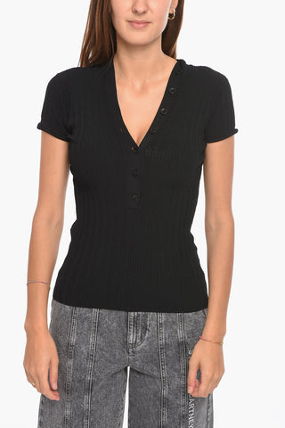 Buttoned Ribbed Top