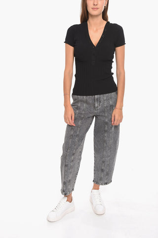 Buttoned Ribbed Top