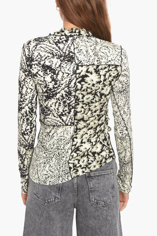 Floral Print Stretchy Turtleneck Top