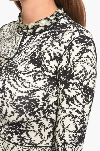 Floral Print Stretchy Turtleneck Top