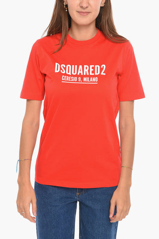 Crewneck CERESIO T-shirt with Logo Print
