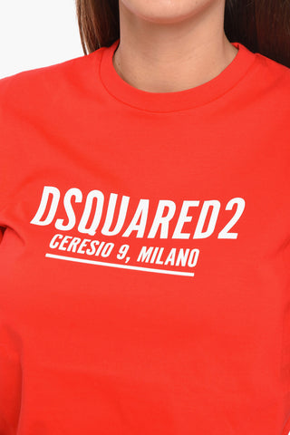 Crewneck CERESIO T-shirt with Logo Print