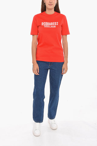 Crewneck CERESIO T-shirt with Logo Print