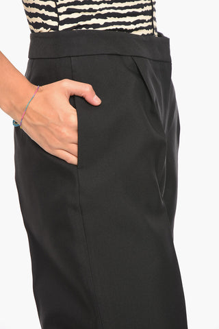 Silk-blend Straight-leg Trousers with Flared Hem