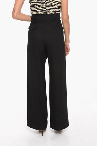 Virgin Wool BONNE Slouchy Pants with Rolled-up Ankle