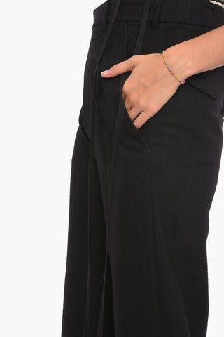 Virgin Wool BONNE Slouchy Pants with Rolled-up Ankle