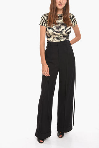 Virgin Wool BONNE Slouchy Pants with Rolled-up Ankle