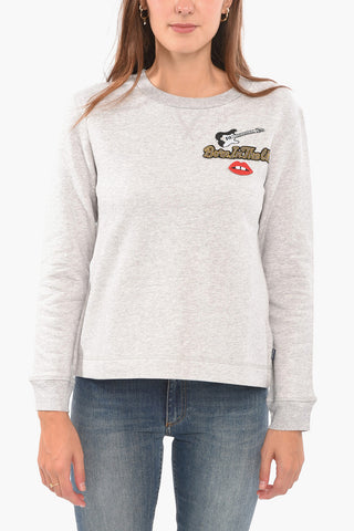 Crewneck Sweatshirt with Multicolored Embroidery