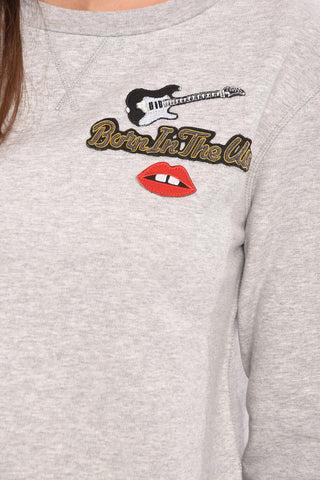 Crewneck Sweatshirt with Multicolored Embroidery
