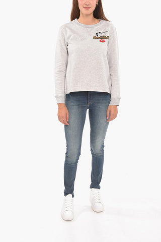 Crewneck Sweatshirt with Multicolored Embroidery